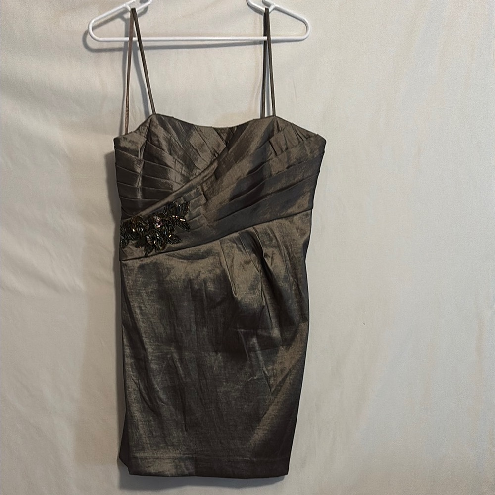 Jessica Howard Gray Silver Pleated Bustier Mini Dress